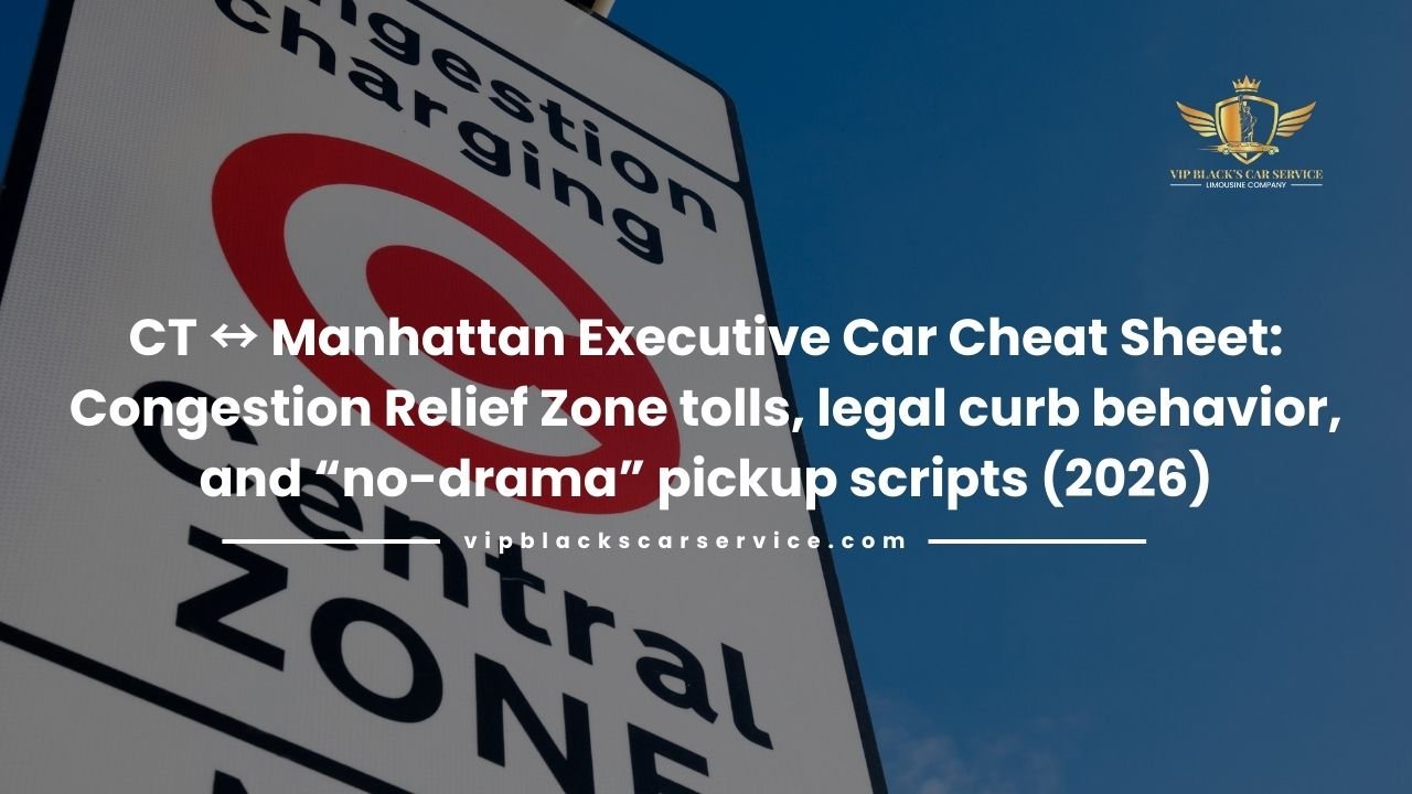 CT ↔ Manhattan Executive Car Cheat Sheet: Congestion Relief Zone tolls, legal curb behavior, and “no-drama” pickup scripts (2026)