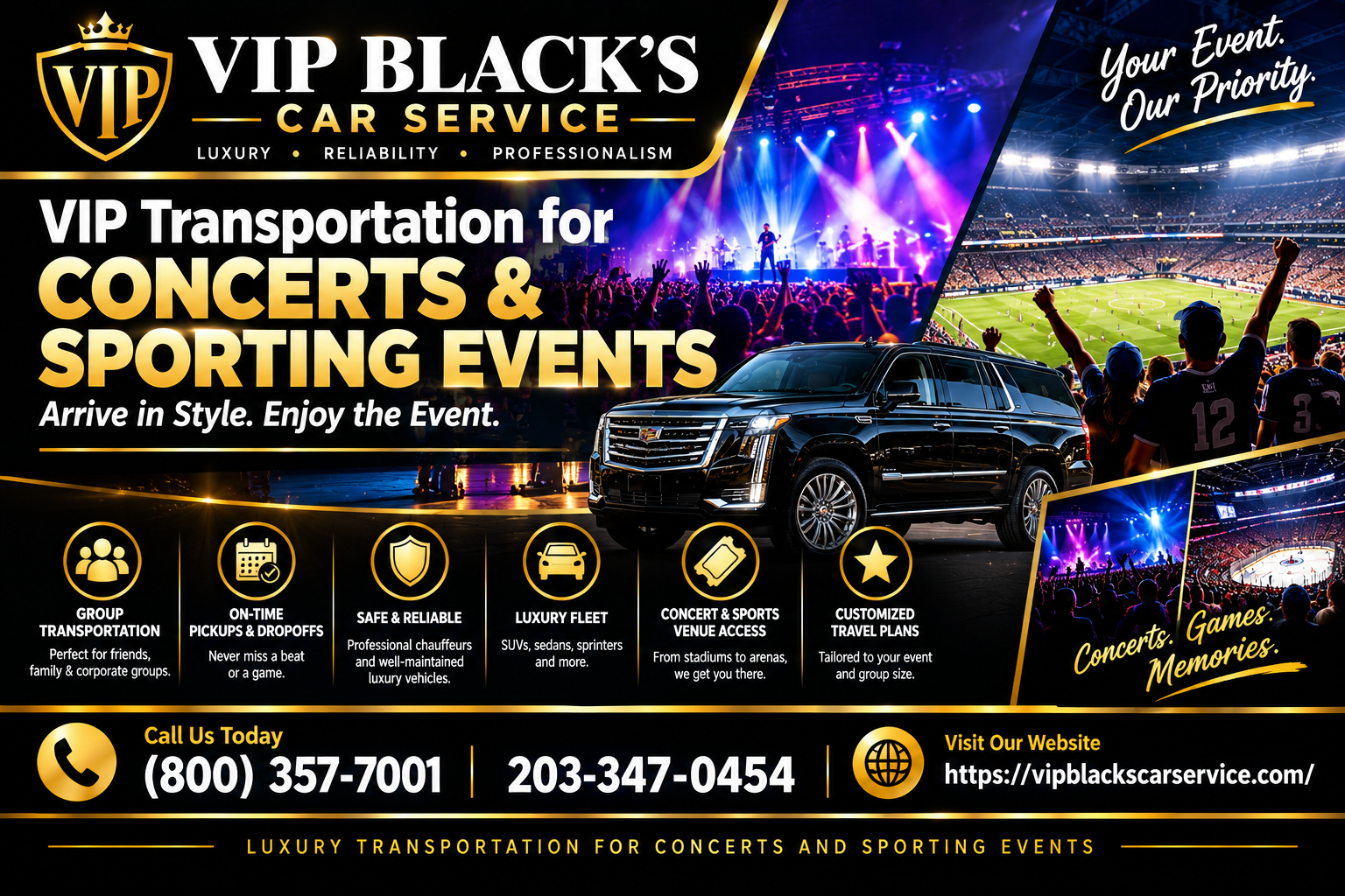 VIP Transportation for Concerts and Sporting Events